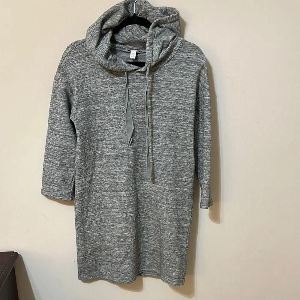 Daily Ritual Gray Hooded Dress with 3/4 Sleeves